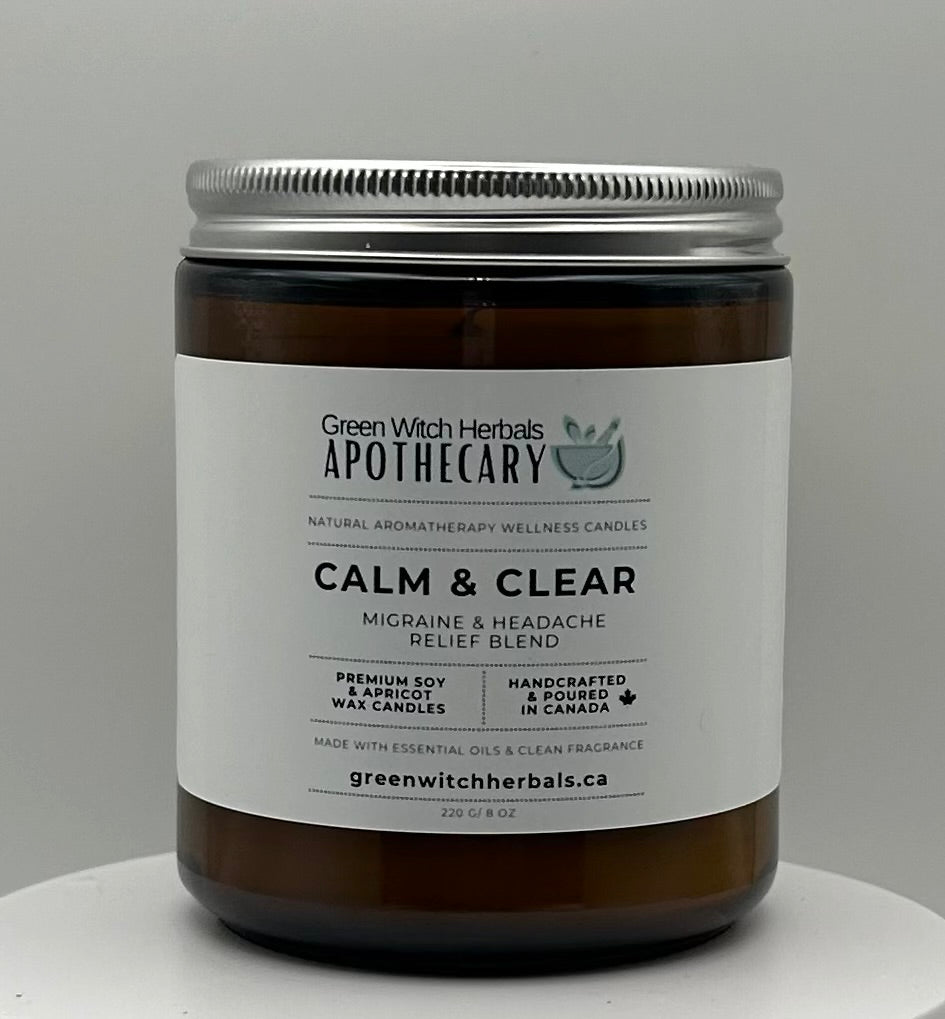 Calm & Clear Migraine and Headache Relief Natural Aromatherapy Wellness Candle