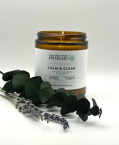 Calm & Clear Migraine and Headache Relief Natural Aromatherapy Wellness Candle