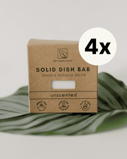 Solid Dish Soap Bar | Unscented | 4 Pack
